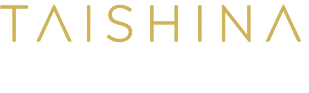 Gold 'TAISHINA' logo on a white background